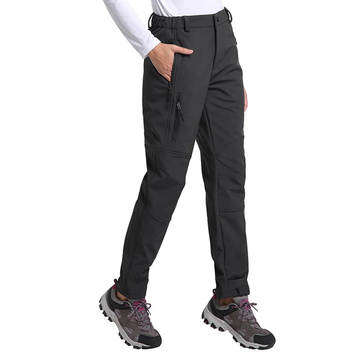 Black Fleece-Lined Soft Shell Ski Pants F952332