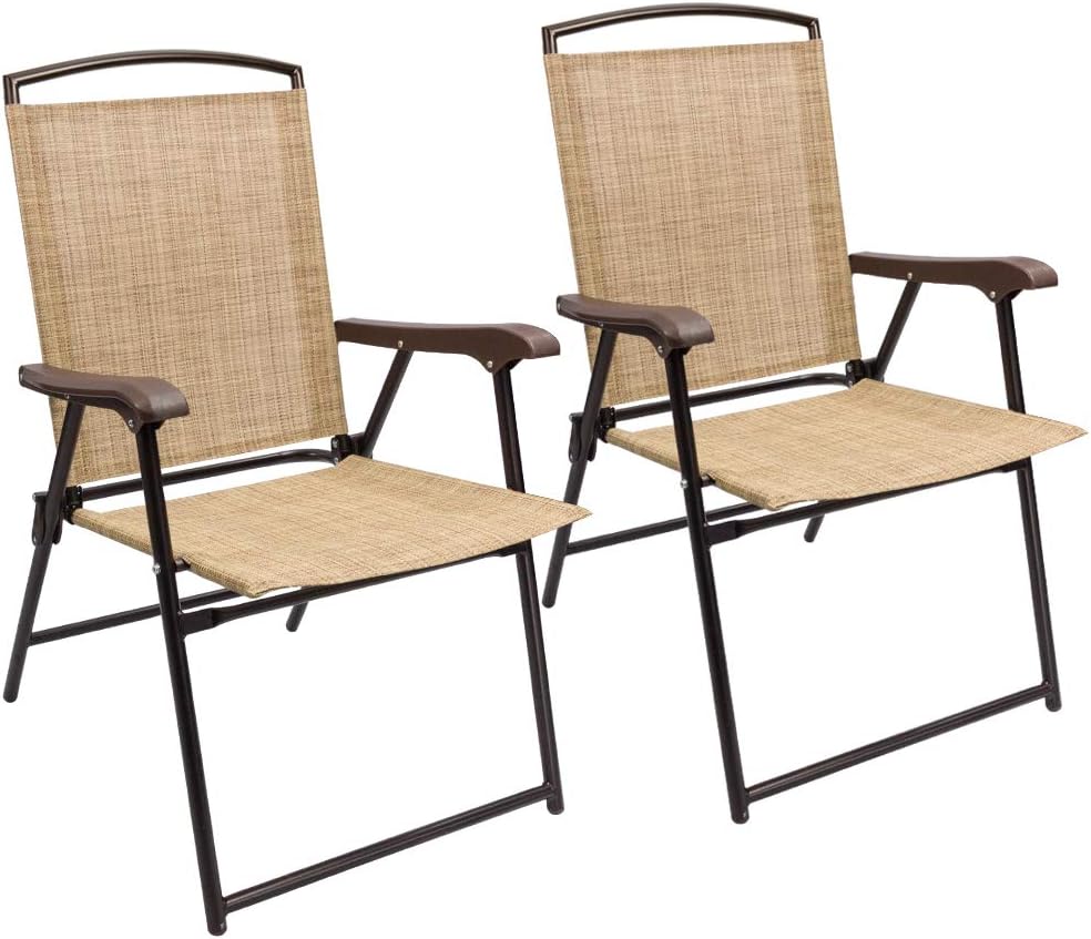 Beige Sling Back Folding Chair Set of 2 N20231