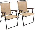 Beige Sling Back Folding Chair Set of 2 N20231