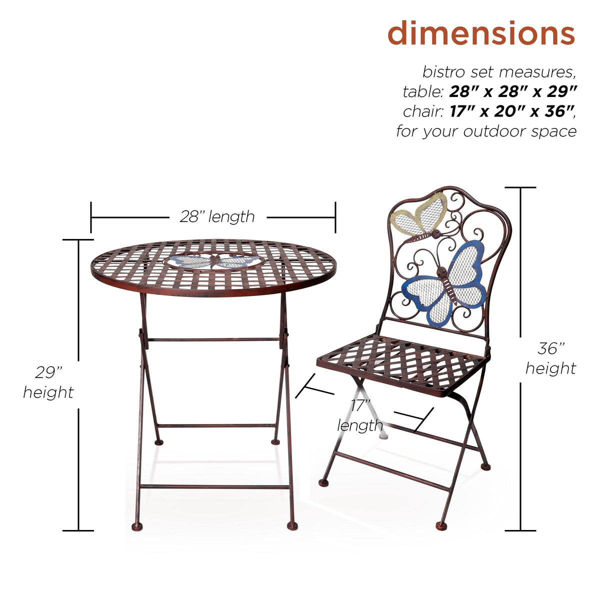 Alpine Butterfly Table and Two Chairs Bistro Set N51565