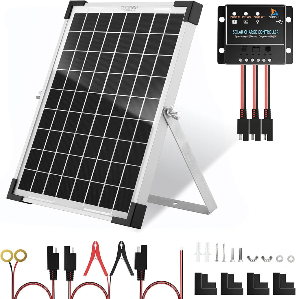 50 Watt 12 Volt Monocrystalline Solar Panel Kit with 30A PWM Charge Controller H542433
