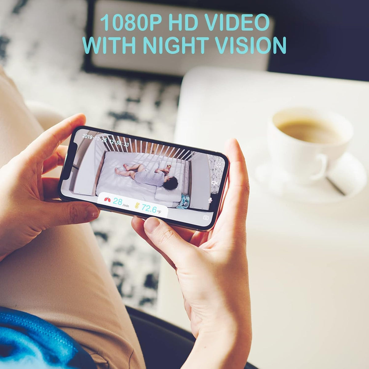 1080P HD WiFi Video Baby Monitor with Night Vision and 2-Way Talk V65847