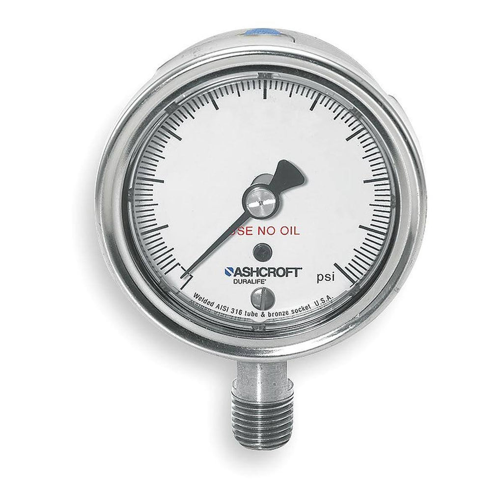 Pressure Gauge, 0 to 15 Psi, 2-1/2In, 1/4In H655