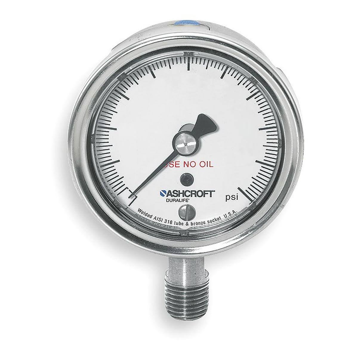 Pressure Gauge, 0 to 15 Psi, 2-1/2In, 1/4In H655