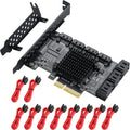 PCIE 4X SATA Card 10 Ports, 6 Gbps SATA 3.0 Controller PCIe Expansion Card, Non-Raid, with Low Profile Bracket and 10 SATA Cables I83299