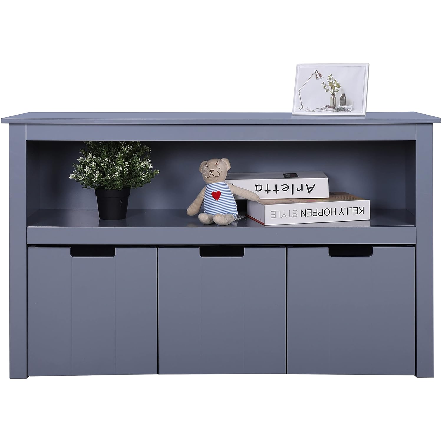 White Toy Box Organizer Storage Cabinet with Movable Drawers and Open Storage Cube Shelf S6978