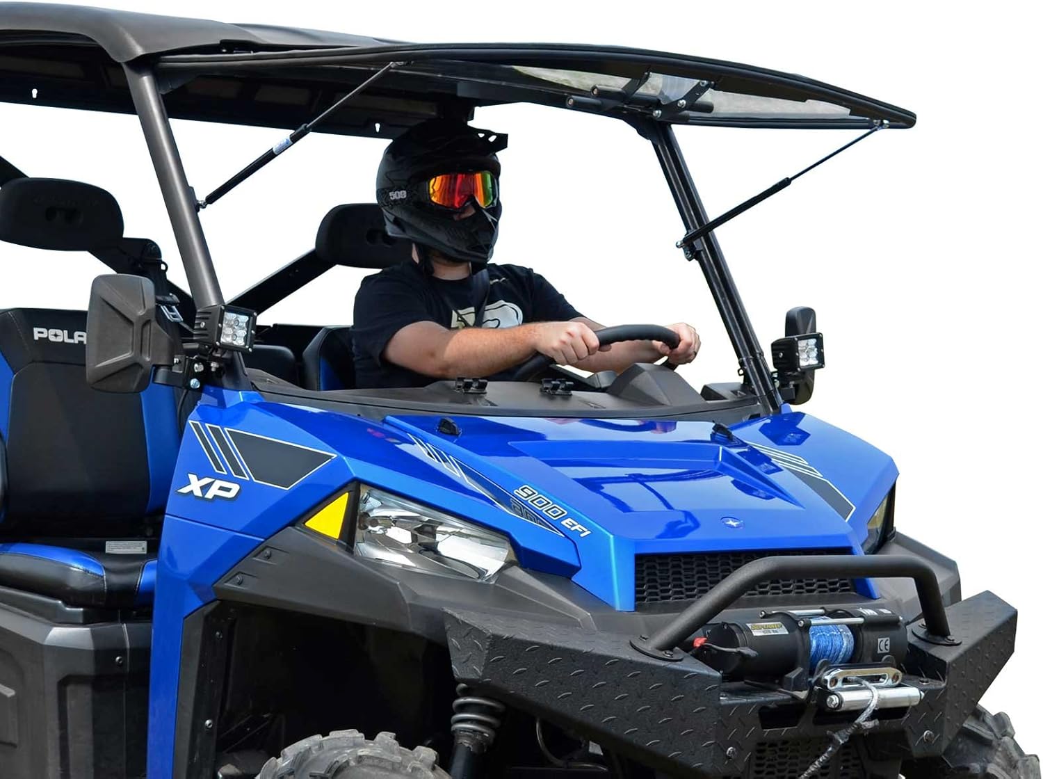 Heavy-Duty Scratch Resistant Flip Windshield, 1/4 Thick Polycarbonate N30915