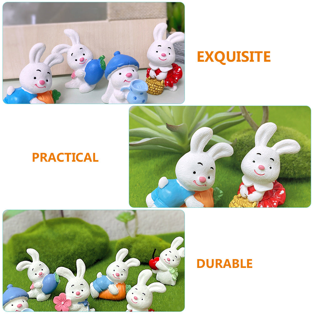 12 Pcs Resin Rabbit Ornament Mini Dollhouse Accessories U7481