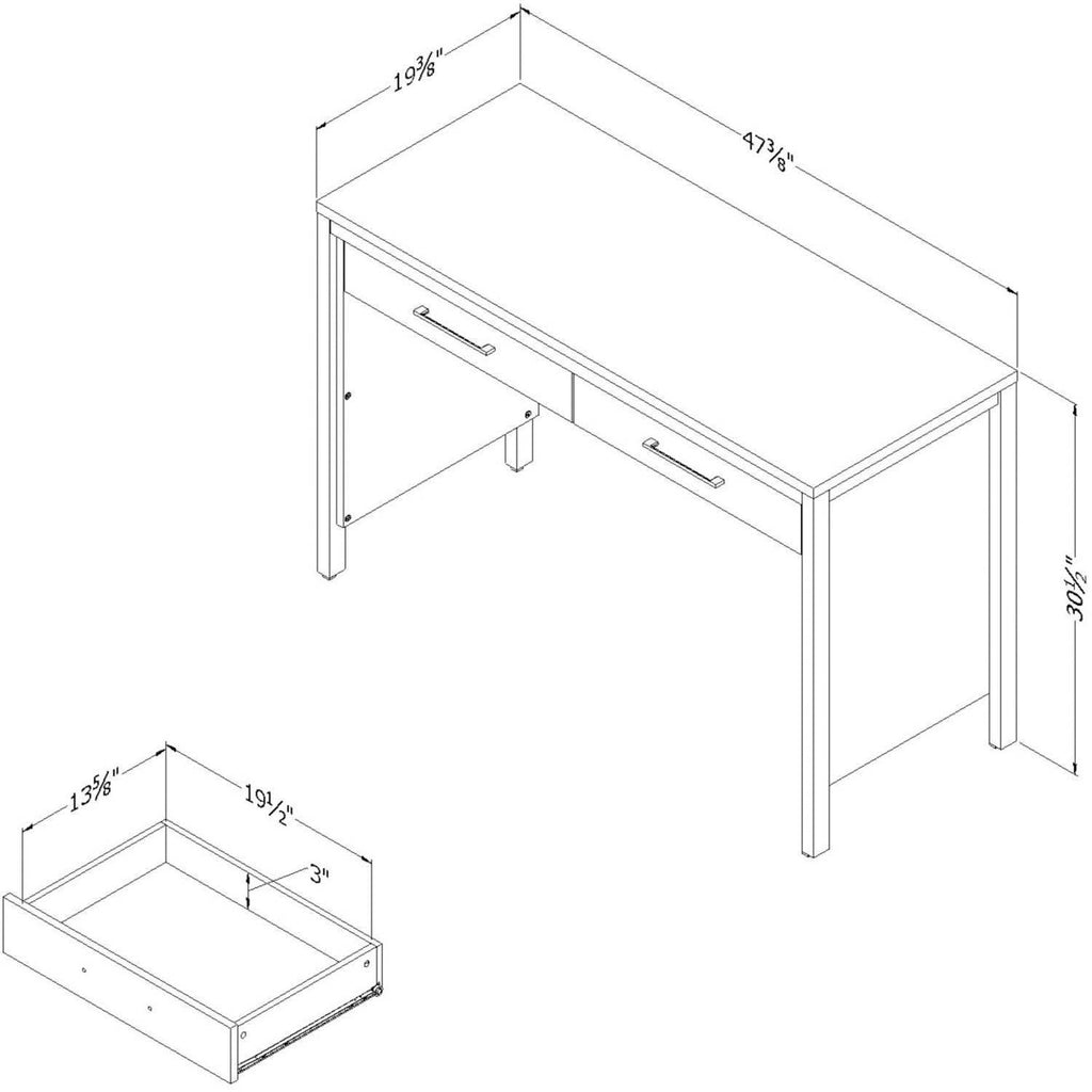 Matte Black/Weathered Oak Desk with Drawers F829