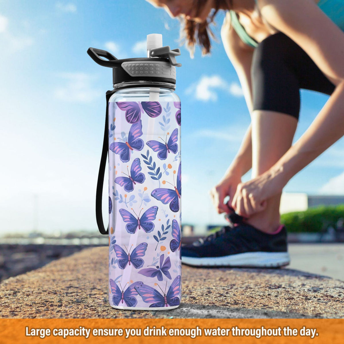 Purple 32oz Tritan Leakproof Water Bottle with Straw X1472