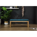 Blue Button Tufted Wood Bench U5556