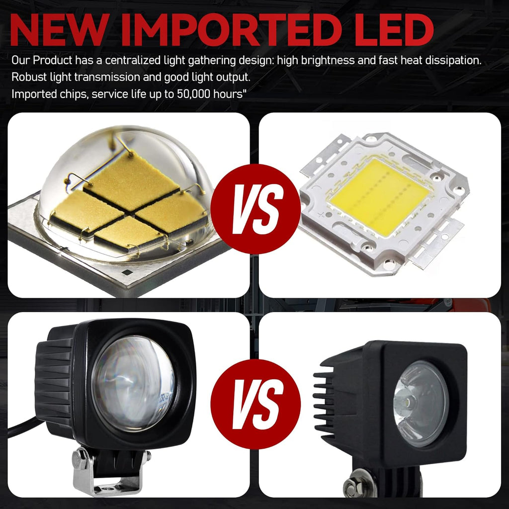 LED Forklift Safety Lights Red DC 12-100V 10W Pack of 2 H1140