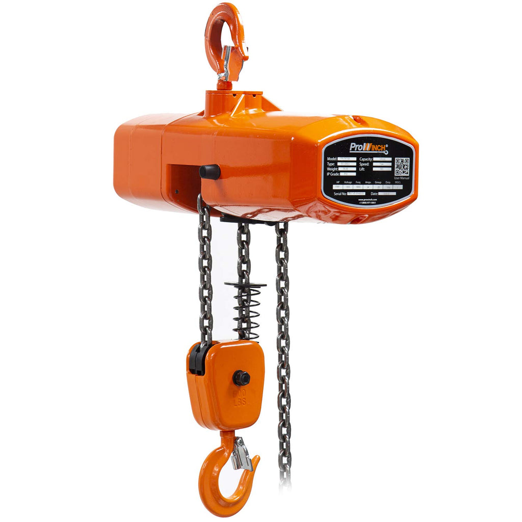 500lb Electric Chain Hoist 20ft G100 Chain M4/H3 220240/460V UL H190