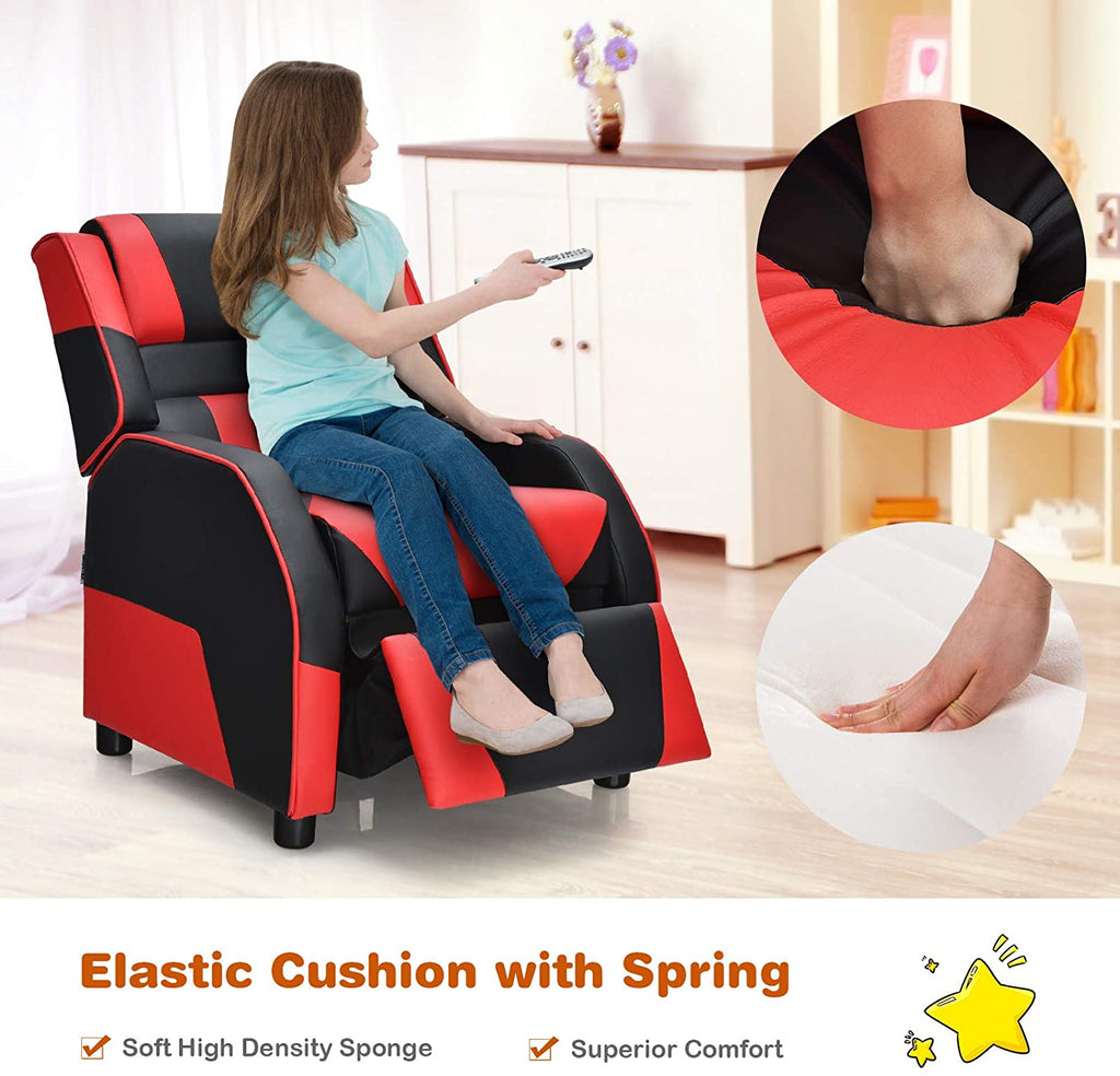 Red Ergonomic PU Leather Gaming Recliner Chair O83315