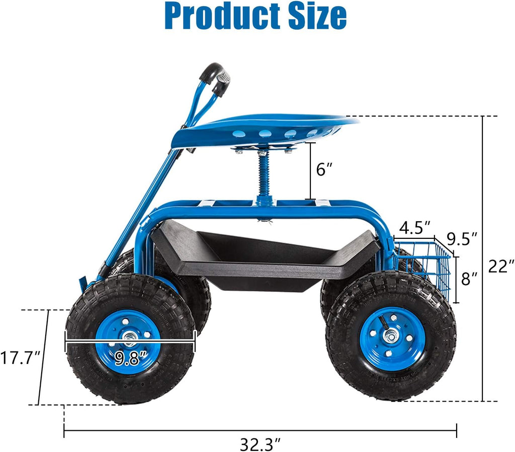 Heavy Duty Rolling Garden Cart with Extendable Steer Handle M545