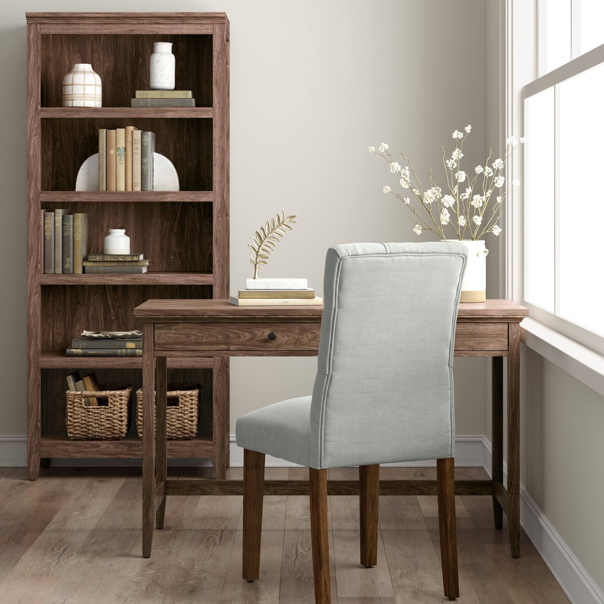 Walnut Brown 5-Shelf Bookcase U635