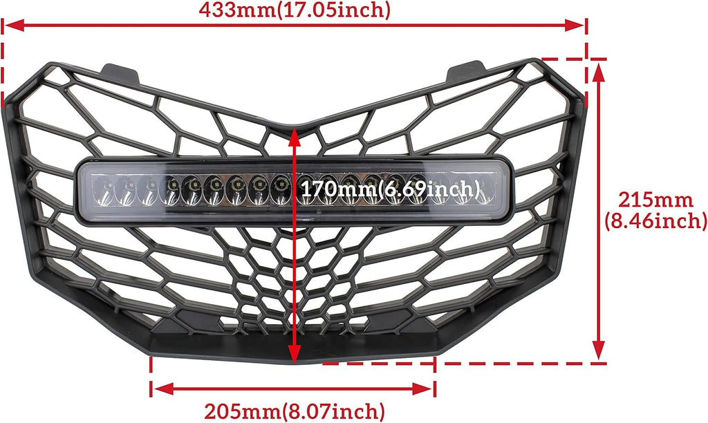 Front Mesh Grille with LED Light Bar for Can-Am Maverick Trail Sport Max 2018-2021 Y645930