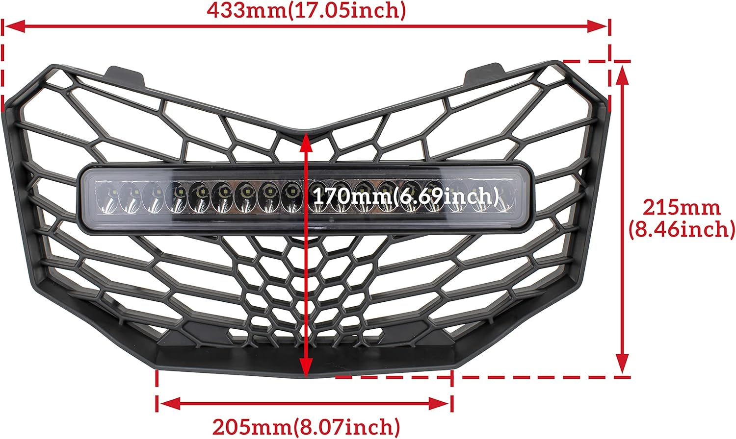 Front Mesh Grille with LED Light Bar for Can-Am Maverick Trail Sport Max 2018-2021 Y645930