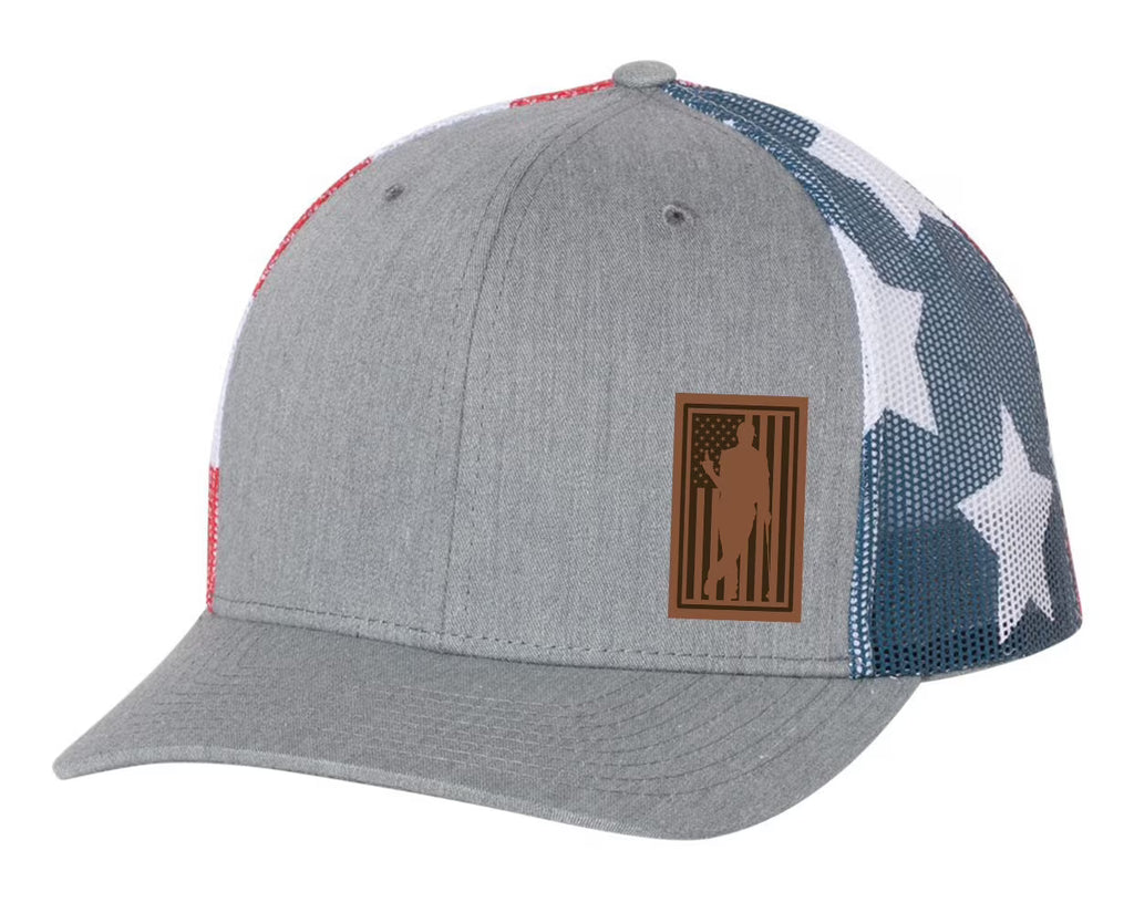 Heather Grey Trucker Hat with Leather Patch H28661