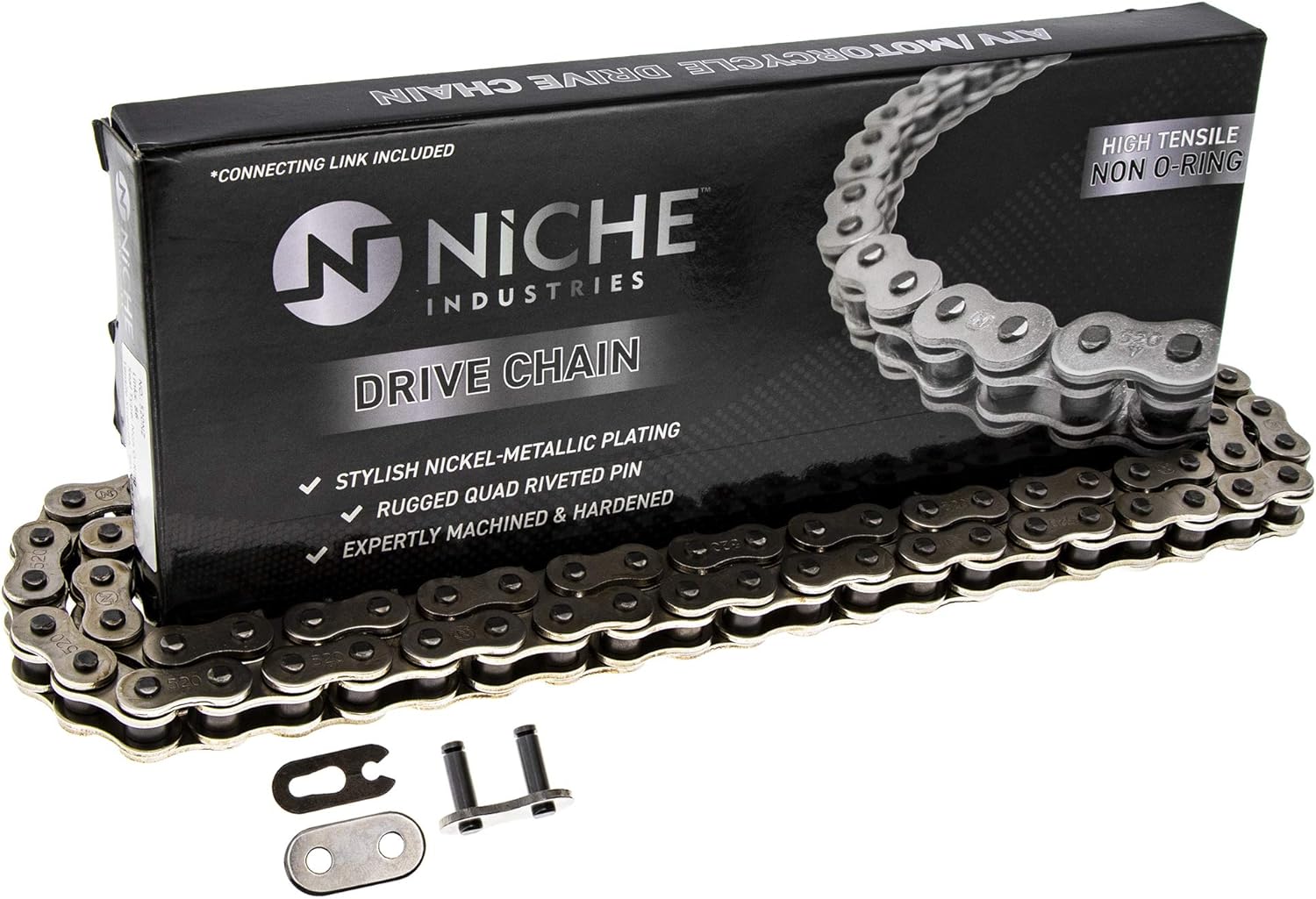 Drive Sprocket Chain Combo Front 16 Rear 47 Tooth 520NZ Standard 112 Links Pack of 2 D178202