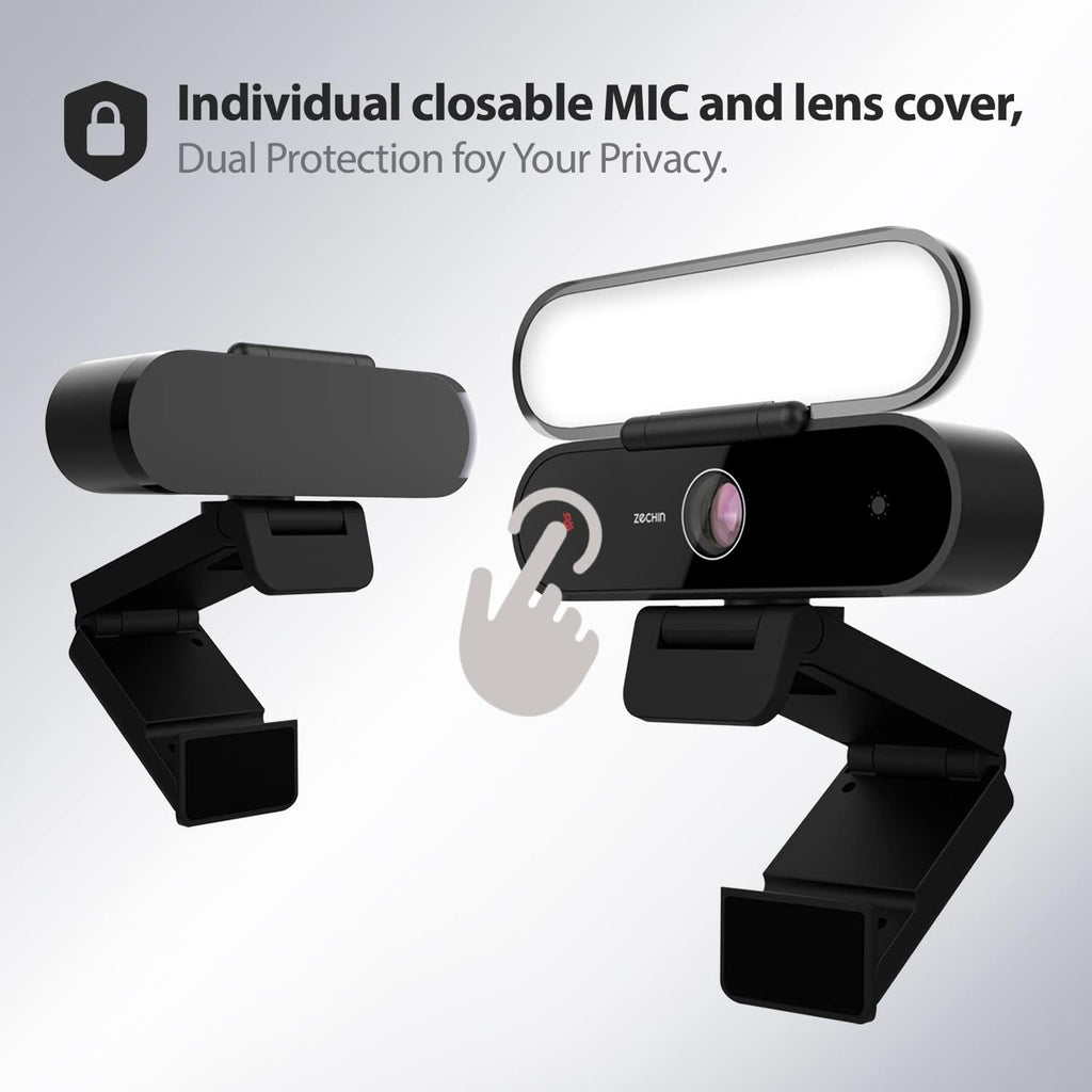 5-in-1 Full HD 1080P Webcam with Light, Microphone & Speakers J9356