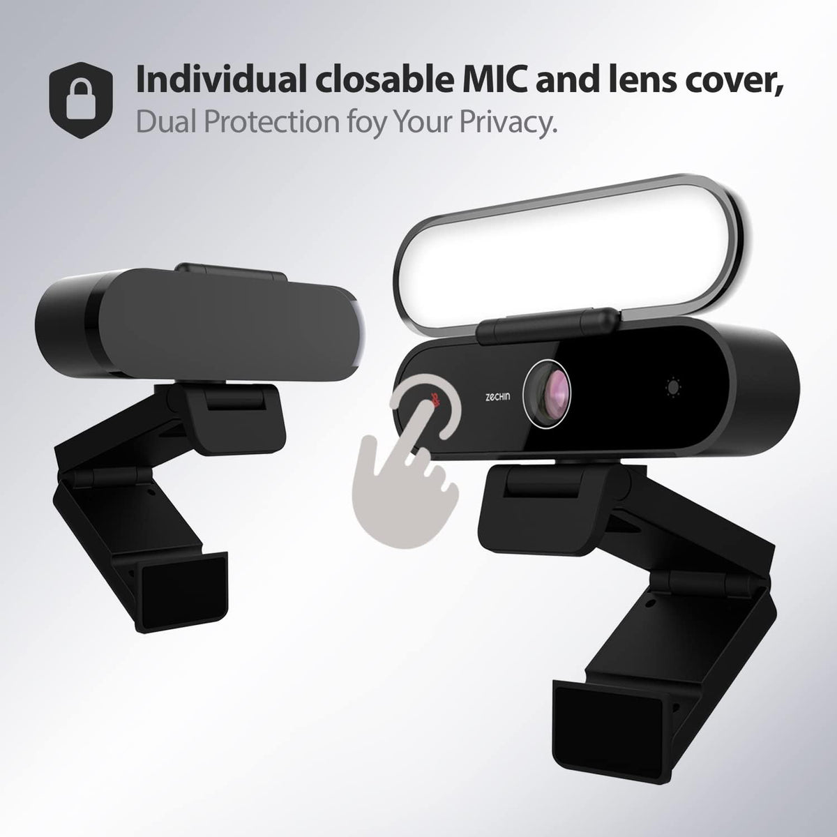 5-in-1 Full HD 1080P Webcam with Light, Microphone & Speakers J9356