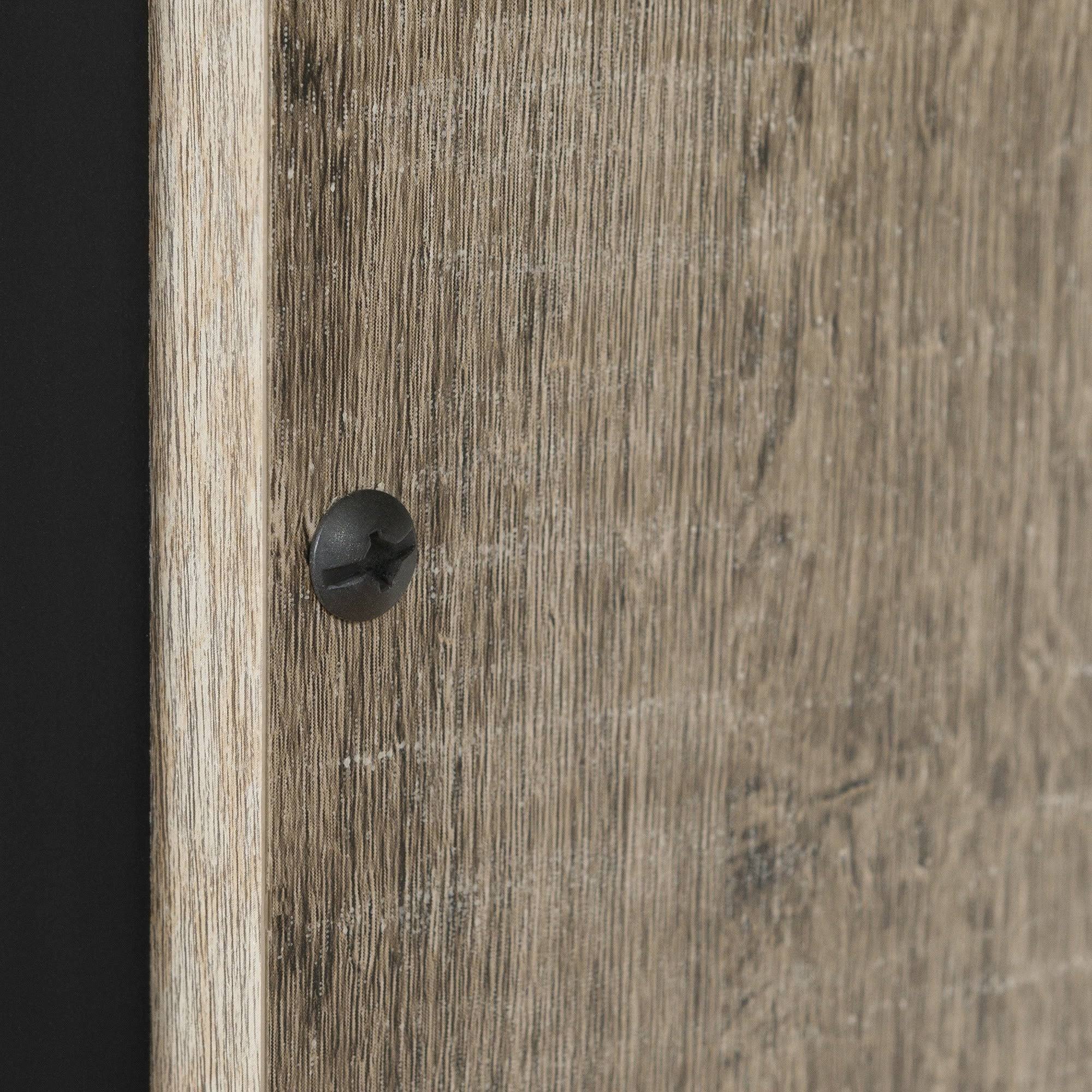 Matte Black/Weathered Oak Desk with Drawers F829