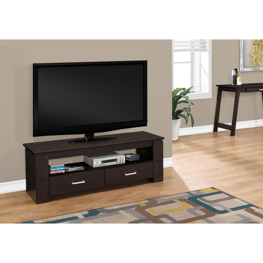 Cappuccino Brown Rectangular TV Stand with Storage Drawers Q7517