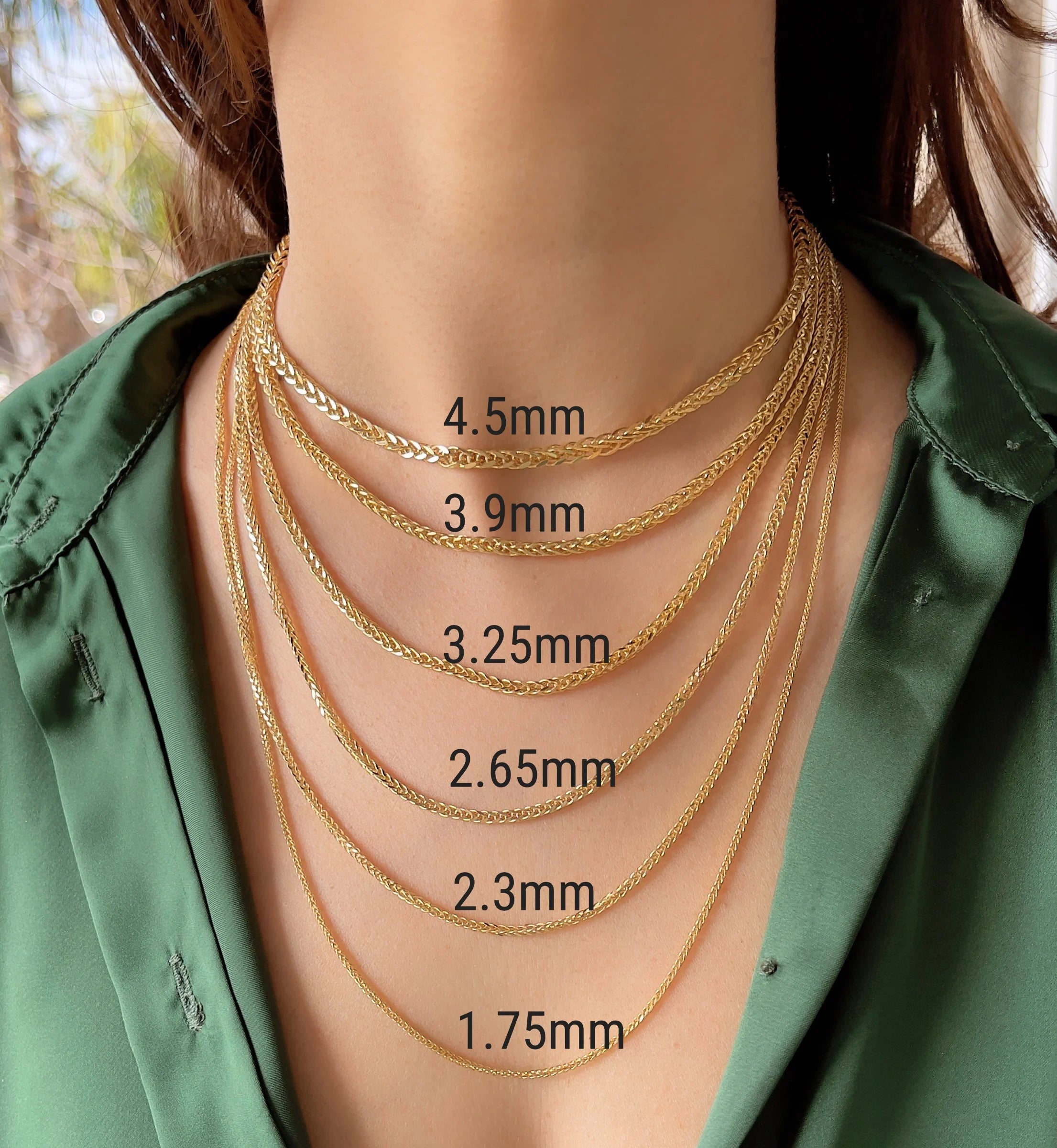 14K Yellow Gold Square Franco Wheat Pendant Chain Diamond Cut Necklace 16" 18" 20" 22" 24" Lobster Clasp M511146