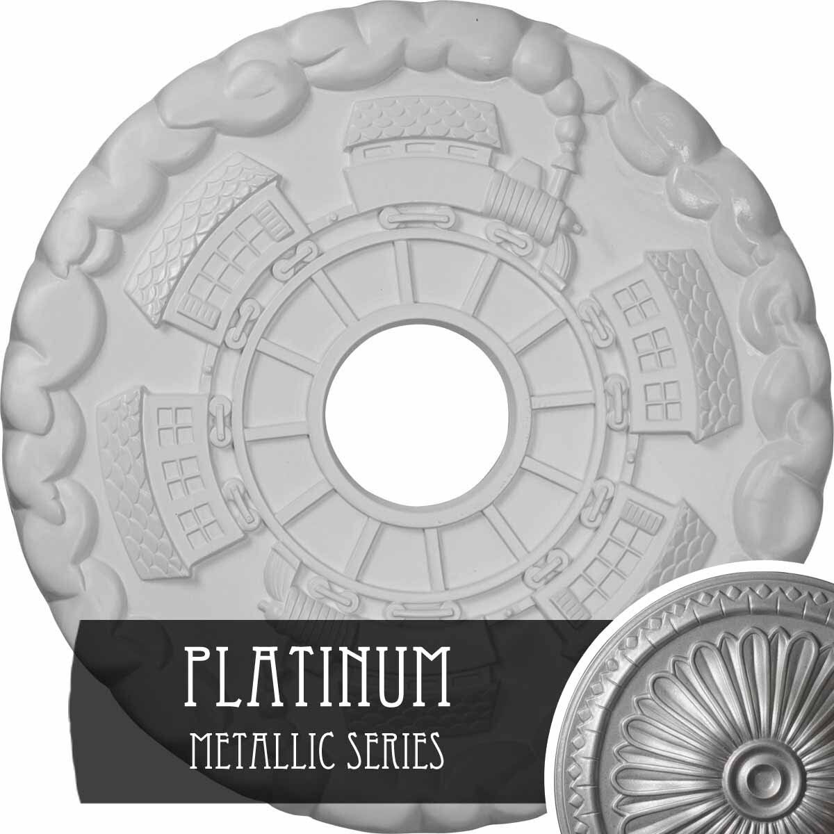 18 1/2x22OD x 3 7/8x22ID x 1x22P Hand-Painted Platinum Ceiling Medallion D27741