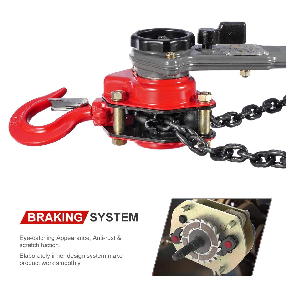 Lever Hoist Come Along 1/2 TON 5FT Lift 2 Heavy Duty Hooks F899