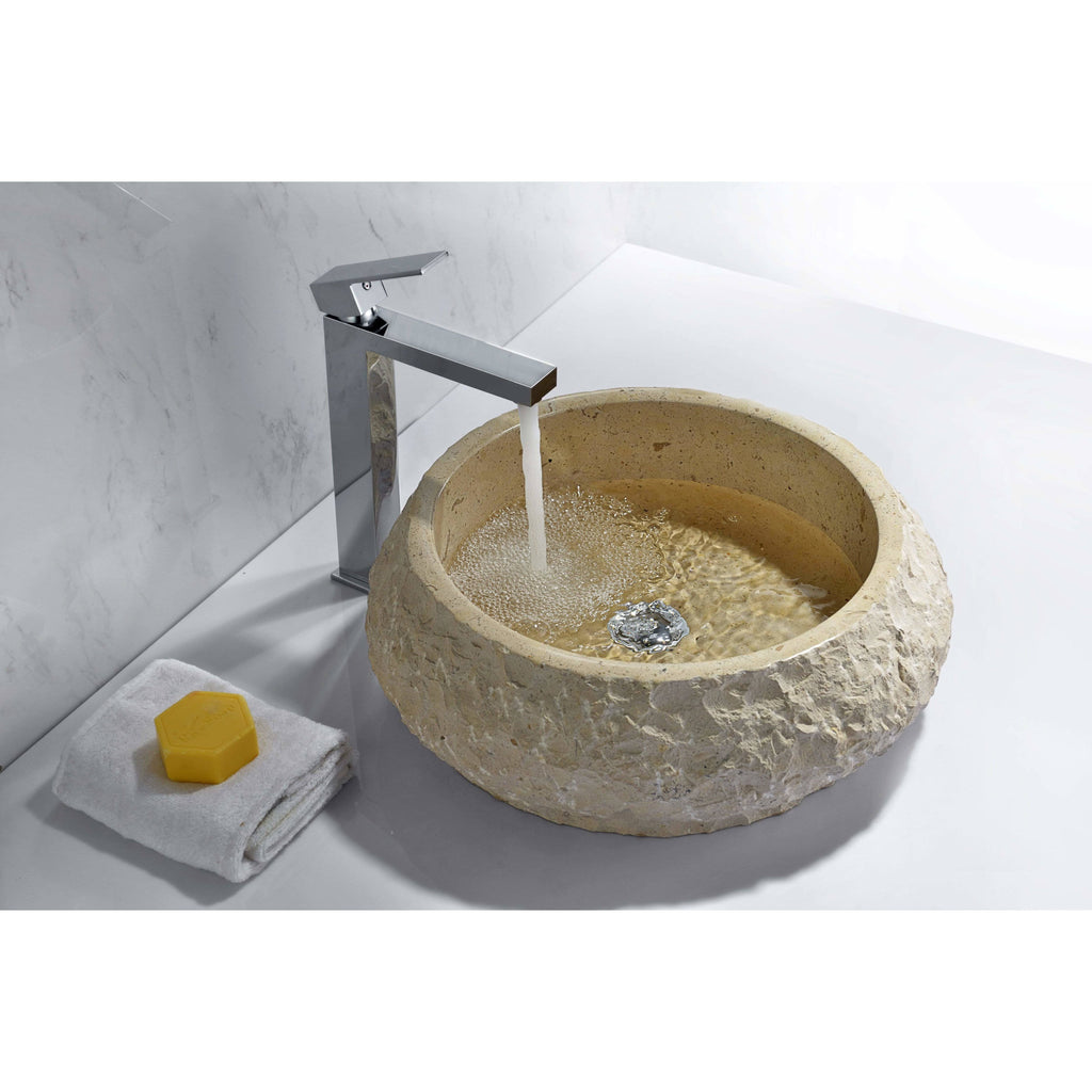 Desert Ash Vessel Sink in Classic Cream Marble F388232
