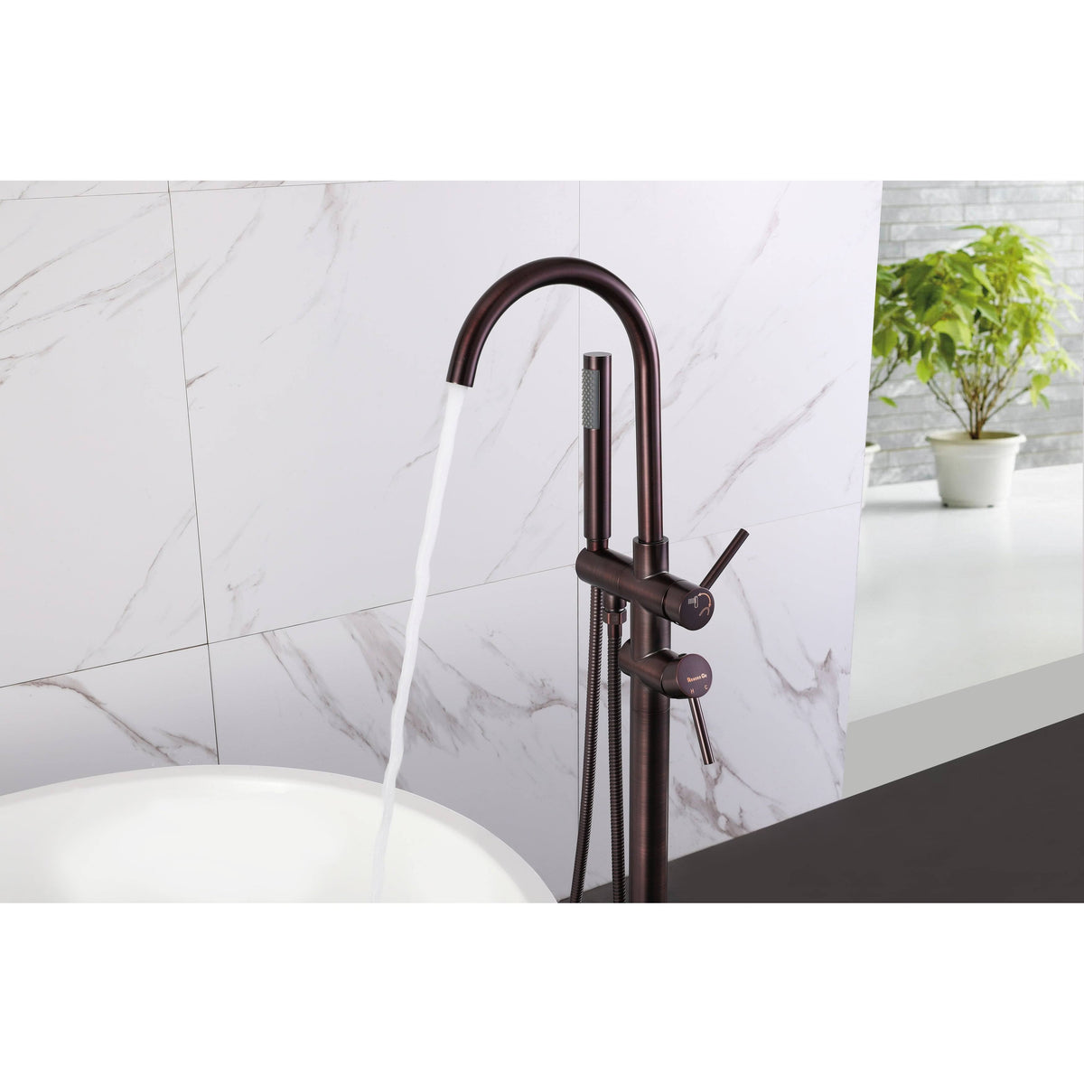 Bronze Floor Mounted Tub Filler Y527