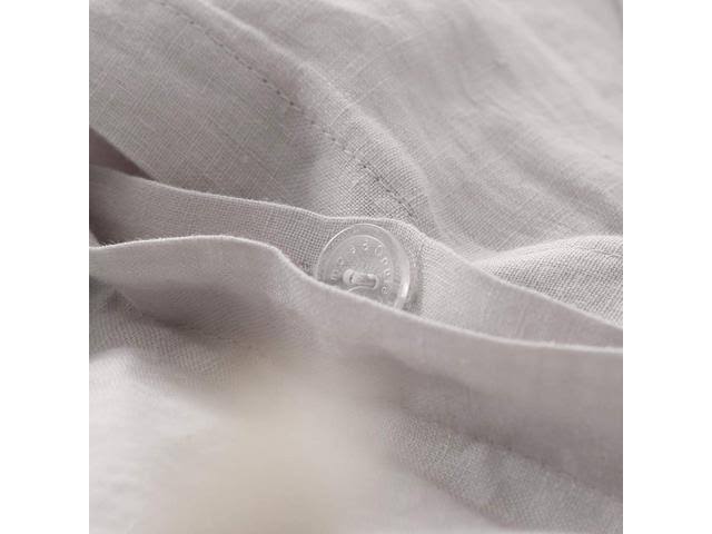King 3pcs Pure Linen Duvet Cover Set Stone Washed Lace Border A1944