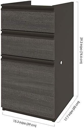 3 Drawer File Cabinet in Bark Gray and Slate A3190