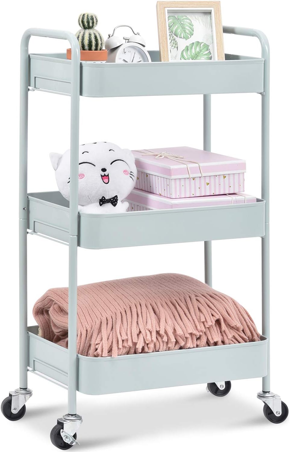 3-Tier Rolling Utility Cart with Lockable Wheels Y8551