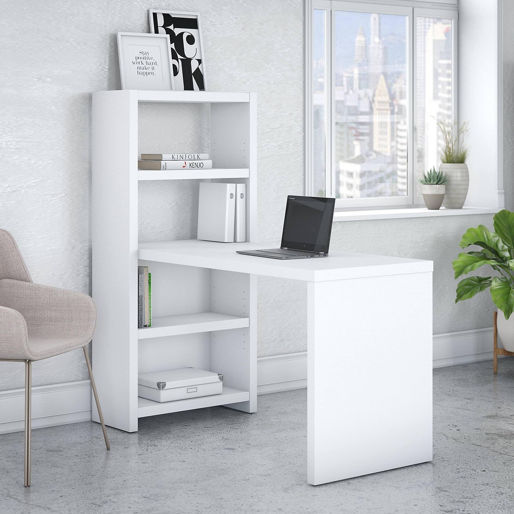 Pure White Bookcase Desk L387