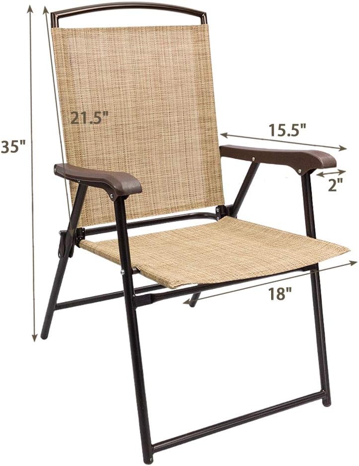 Beige Sling Back Folding Chair Set of 2 N20231