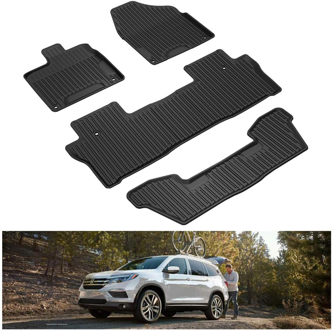Black TPE Cargo Trunk Mat for 2016-2022 Honda Pilot W526