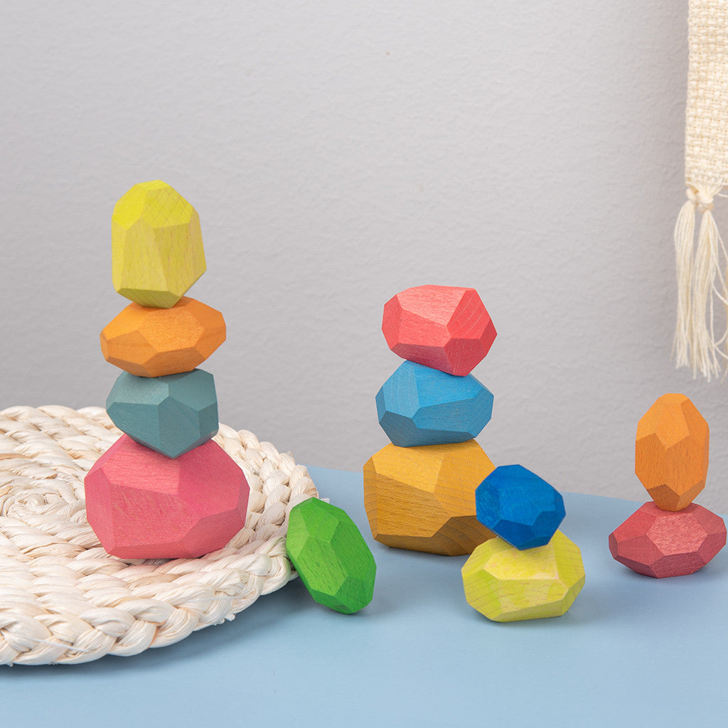 Wooden Stone Building Block Toy Stacking Game W2209
