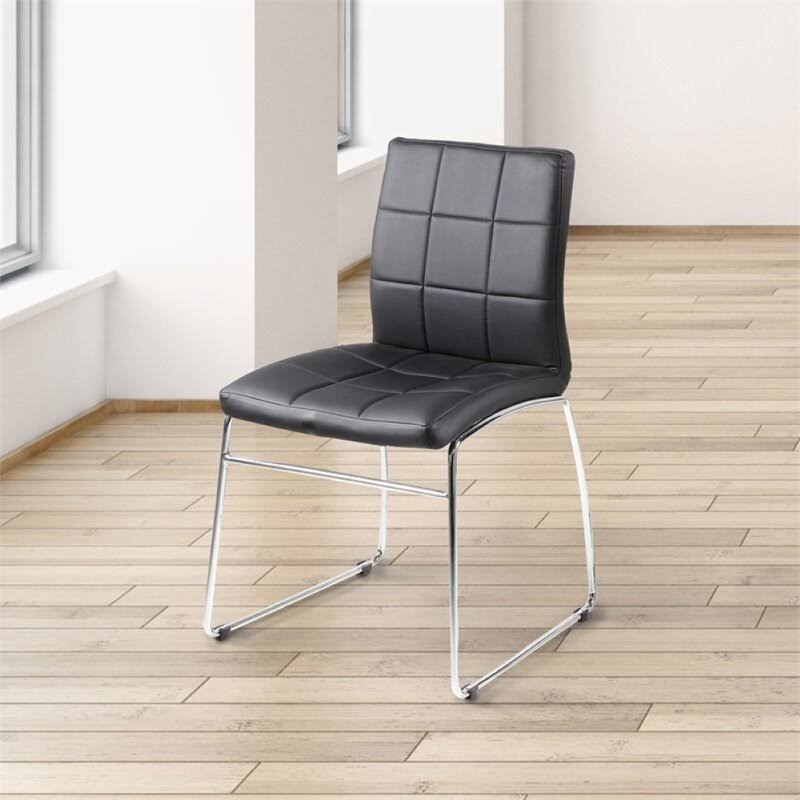 Faux Leather Tufted Dining Side Chair in Black (Set of 4) N96196
