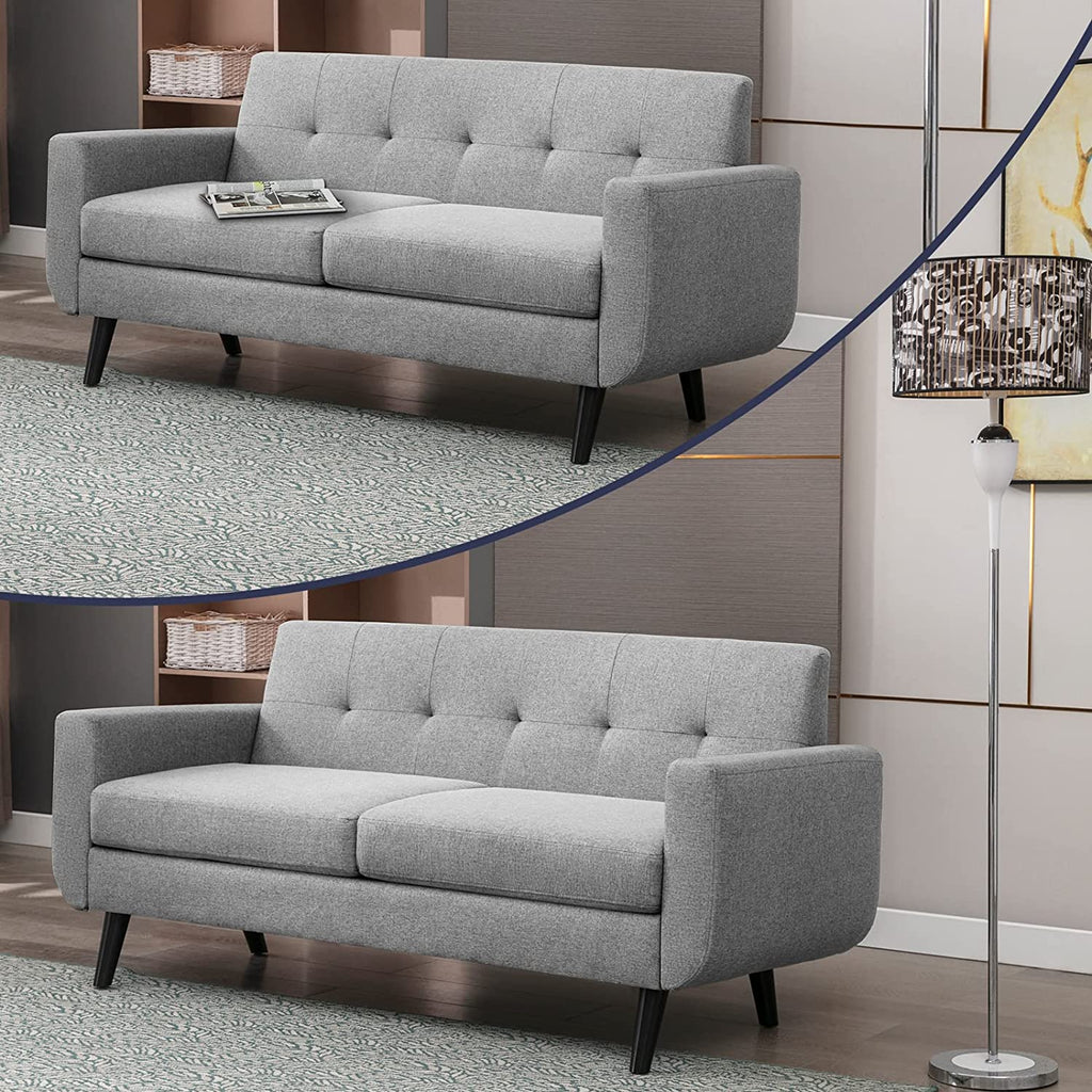 68" Futon Sofa 2-Seat Loveseat with Cushion, Light Gray W2218
