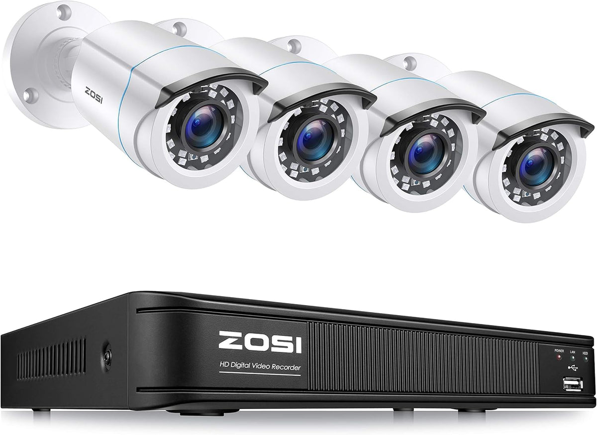 8 Channel 5MP Lite Surveillance DVR with 1TB Hard Drive and 4 x 1080p Weatherproof CCTV Bullet Camera E181807