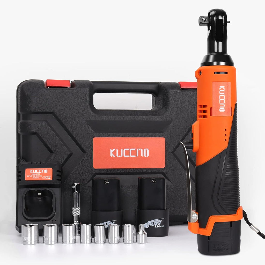 Cordless Ratchet Wrench Set, 3/8'' 16.8V 450 RPM Electric Ratchet Wrench, 40 Ft-lbs, 2-Pack 2.0Ah Lithium-Ion Batteries, 1 Extension Bar Pack of 2 O780
