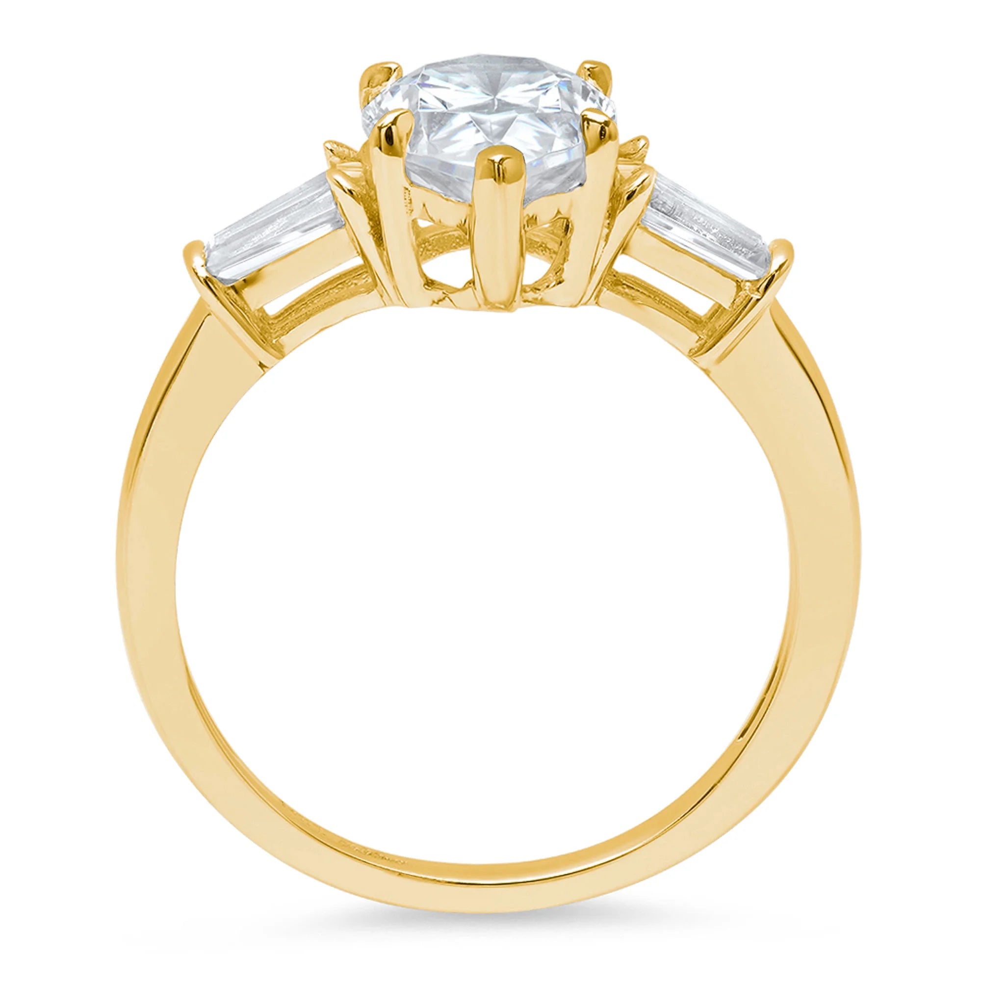 Pear Cut Cultured Diamond Three-Stone Engagement Ring J6348