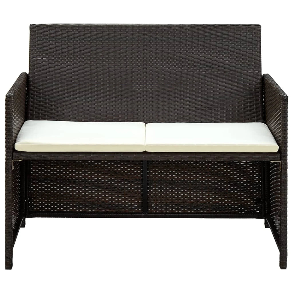 4 Piece Poly Rattan Outdoor Sectional Sofa Set with Coffee Table R578385