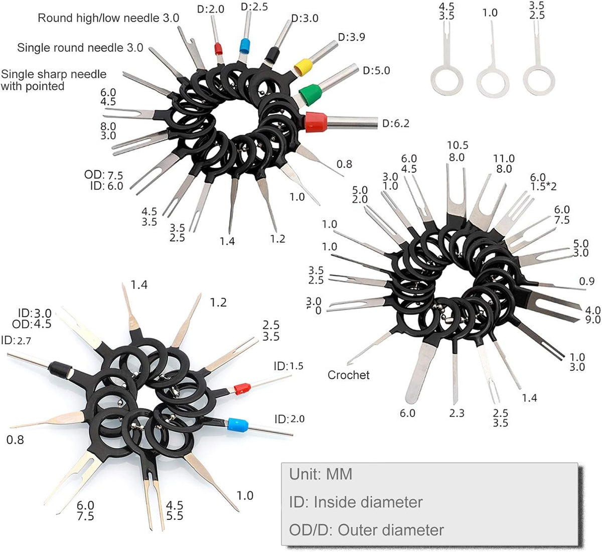 76PCS 52 Sizes Stainless Steel Terminal Removal Tool Kit B833