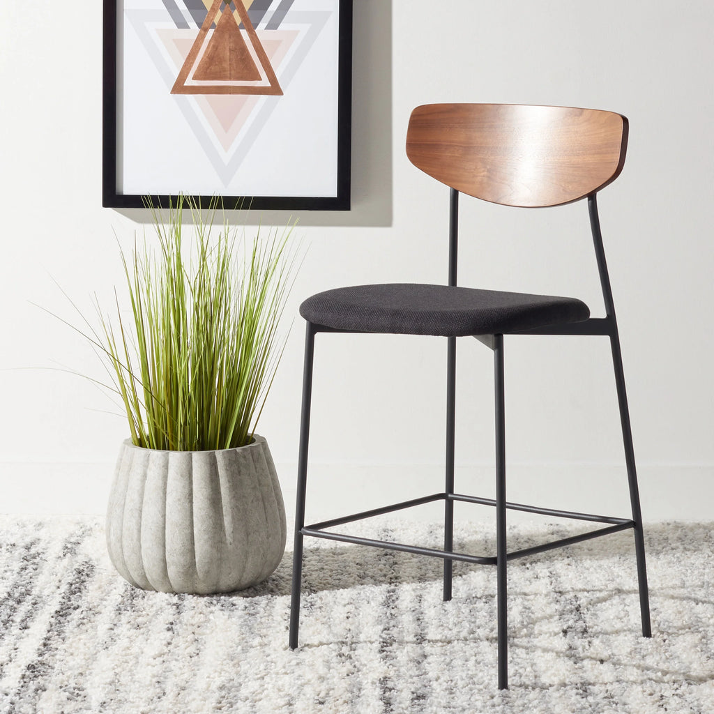 Walnut/Black Scandinavian Counter Stool I141
