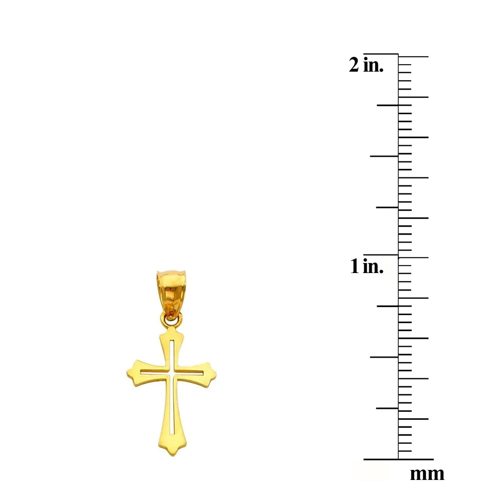 14K Yellow Solid Gold Cross Pendant with 22" Chain Necklace F929792