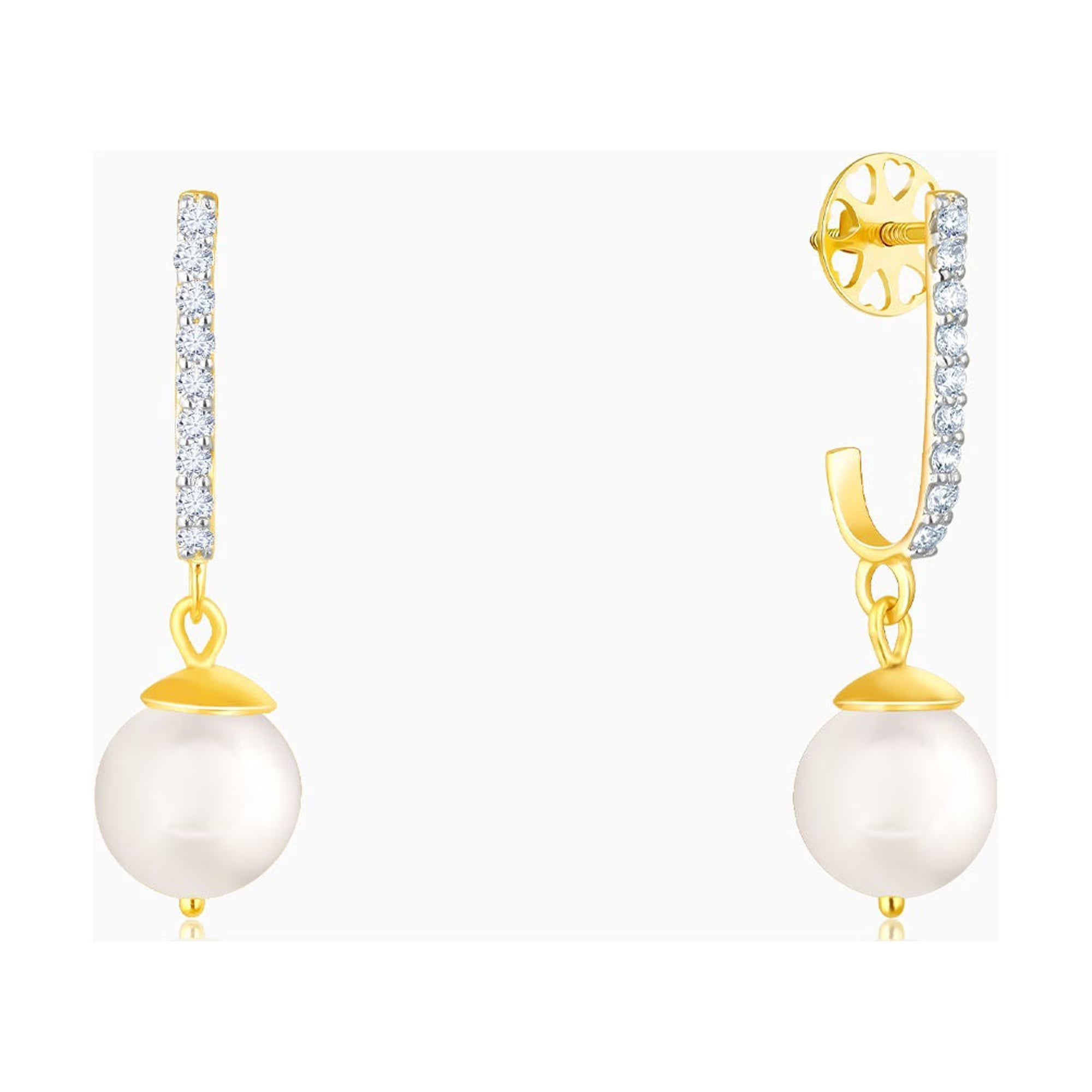 Pearl & Diamond Semi Hoop Earrings M58508